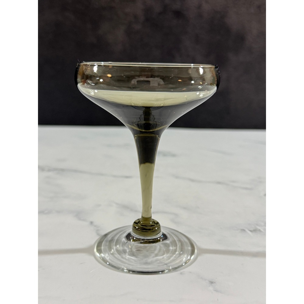 Vintage Smoky Green 4.25in Champagne Sherbet Glass